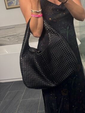 Black Woven Hobo Bag